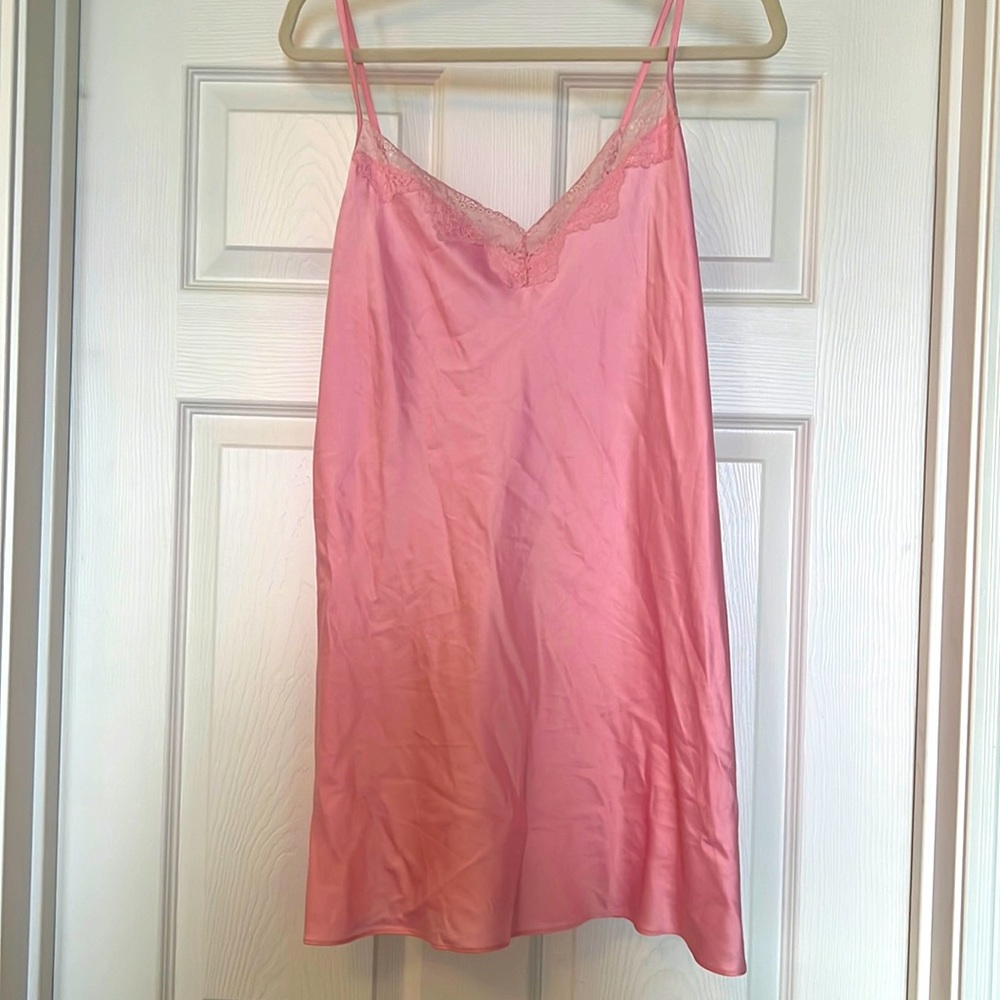 Pink satin shirt gown size medium